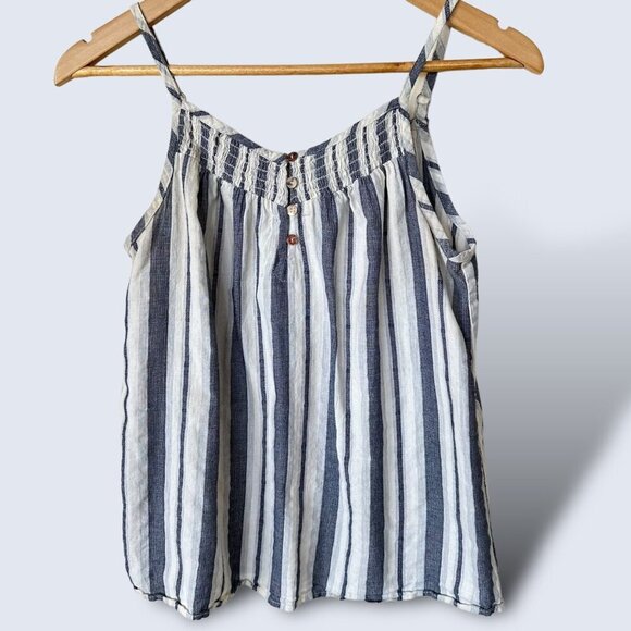 BOGO SALE! ๐๐ฅณ Two Blue Stripe Linen Tops Treasure Bond/Universal Thread S/XS - Picture 5 of 16